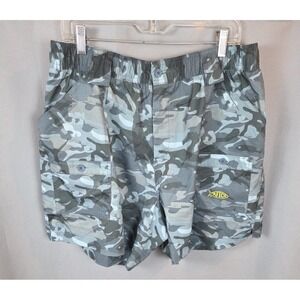 AFTCO Tactical Fishing Shorts Blue Camo Ripstop Stretch Active Cargo Size 38